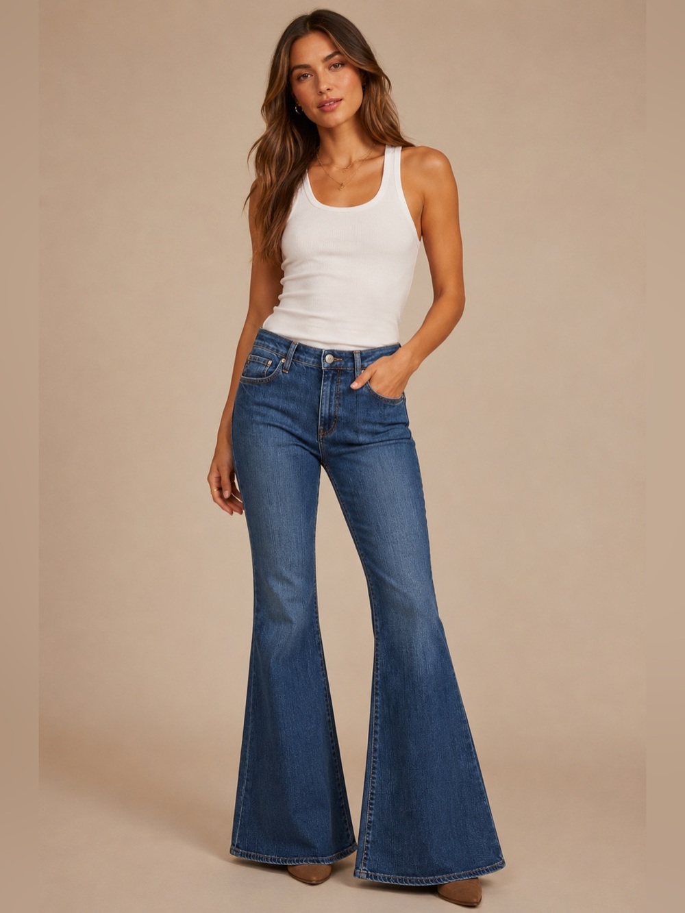 AG Adriano Goldschmied The Bell Flare Jeans Women 32R Medium Wash